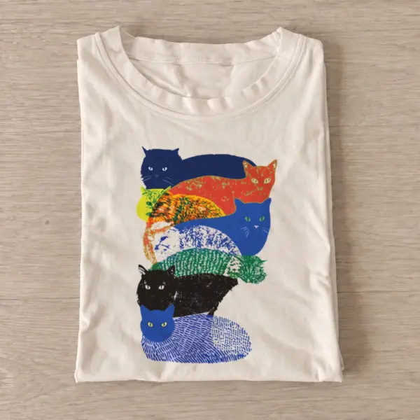 Patchwork cat stack t shirt sand20patchwork cat stack.webp