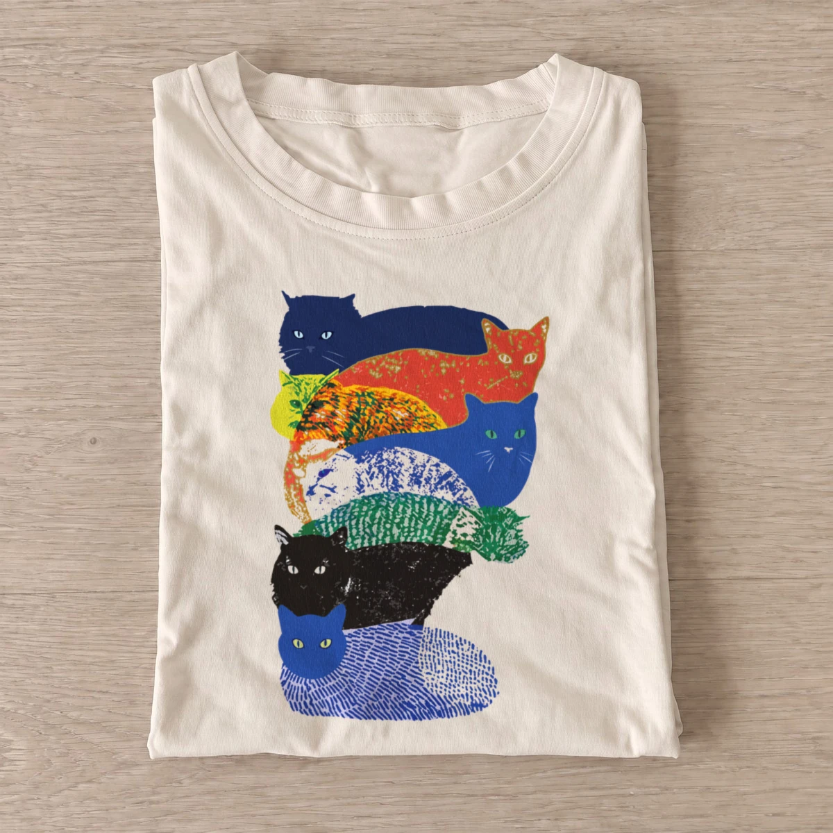 Patchwork cat stack t shirt sand20patchwork cat stack.webp