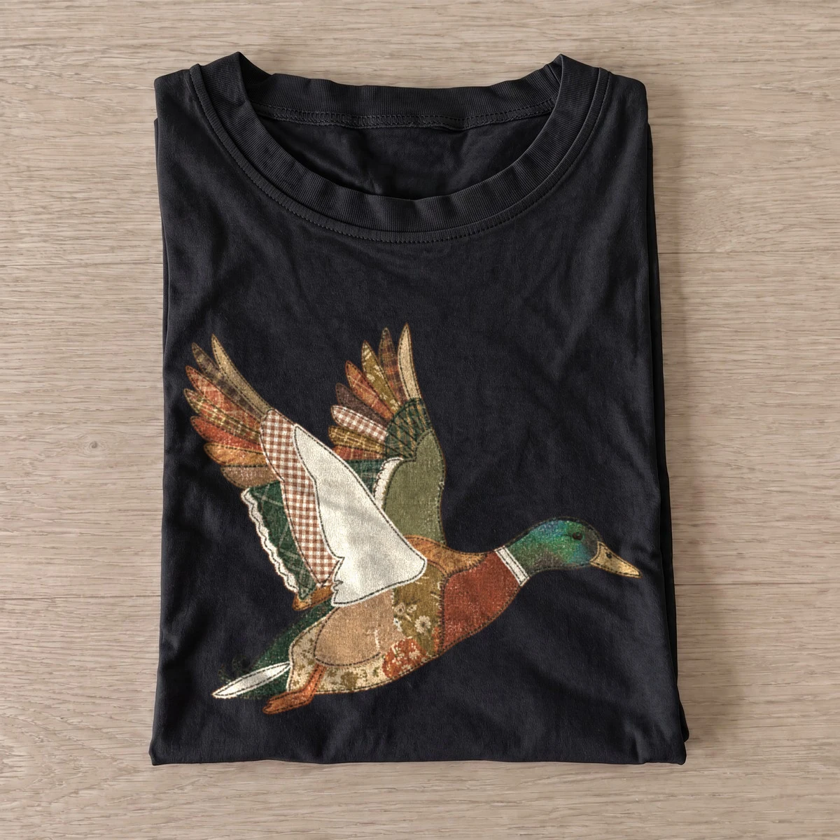 Patchwork mallard duck t shirt black20patchwork mallard.webp