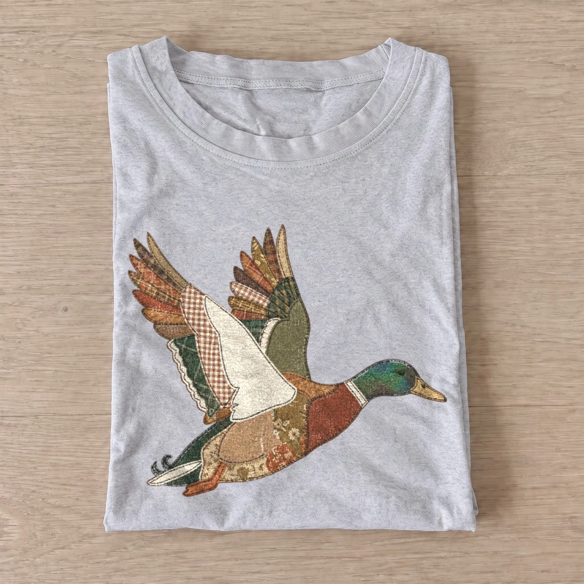 Patchwork mallard duck t shirt gray20patchwork mallard.webp