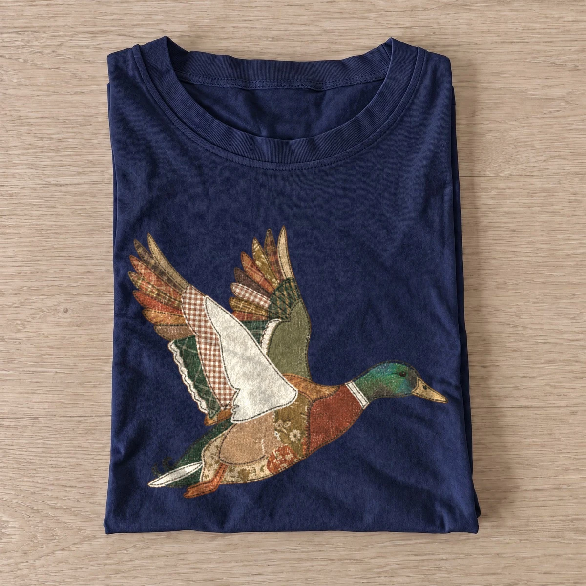 Patchwork mallard duck t shirt navy20patchwork mallard.webp