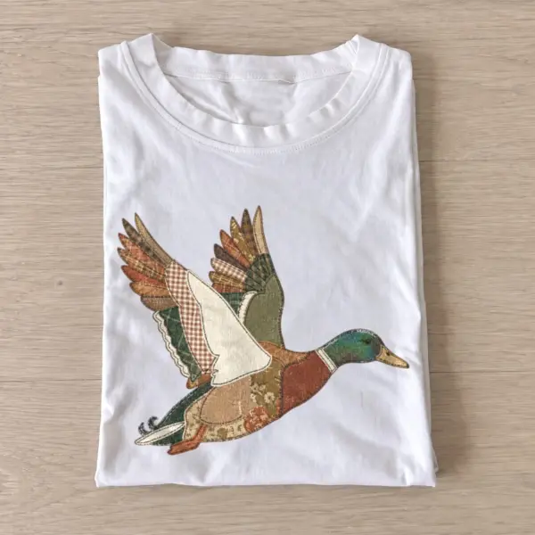 Patchwork mallard duck t shirt white20patchwork mallard.webp