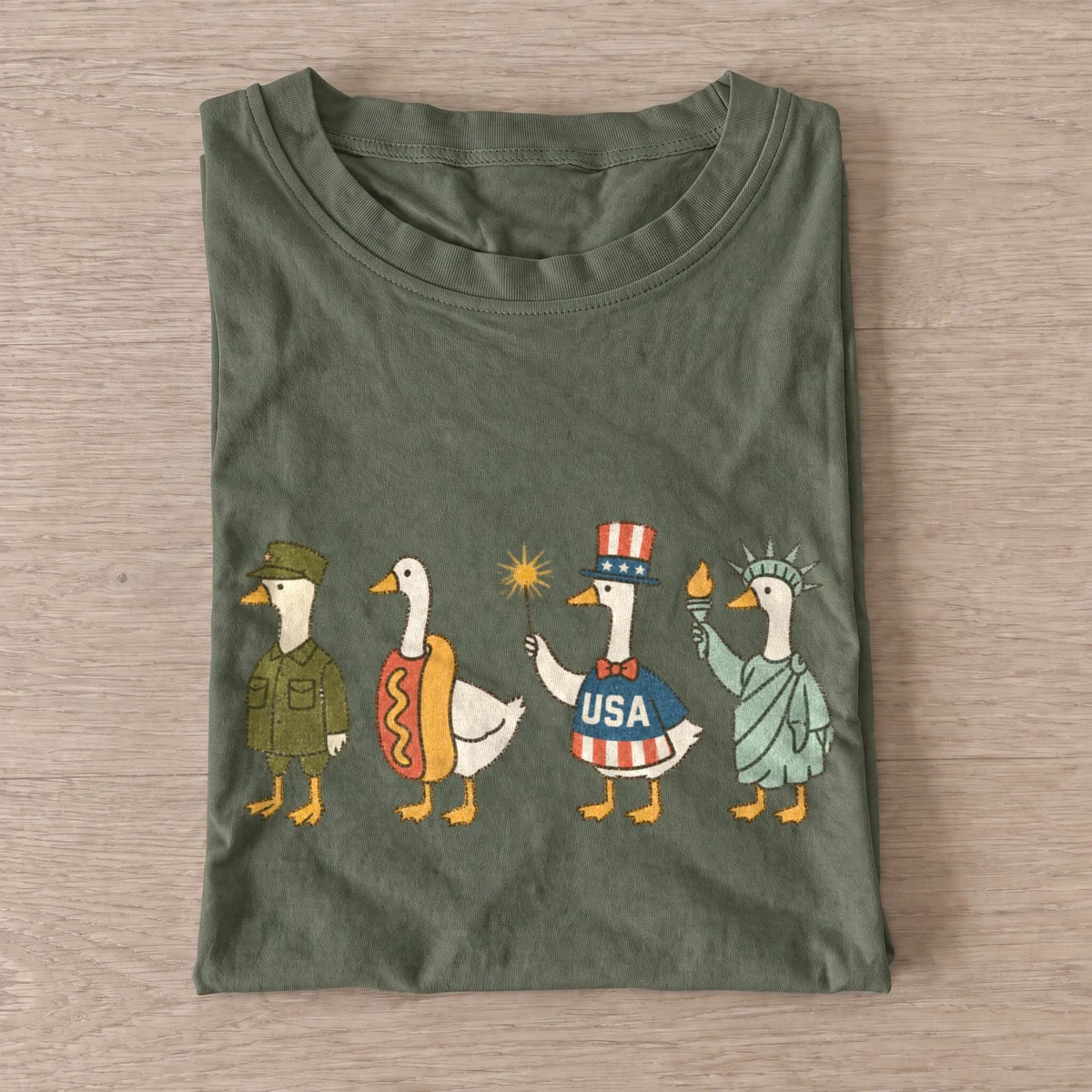 Patriotic goose parade t shirt olive20patriotic goose parade.webp