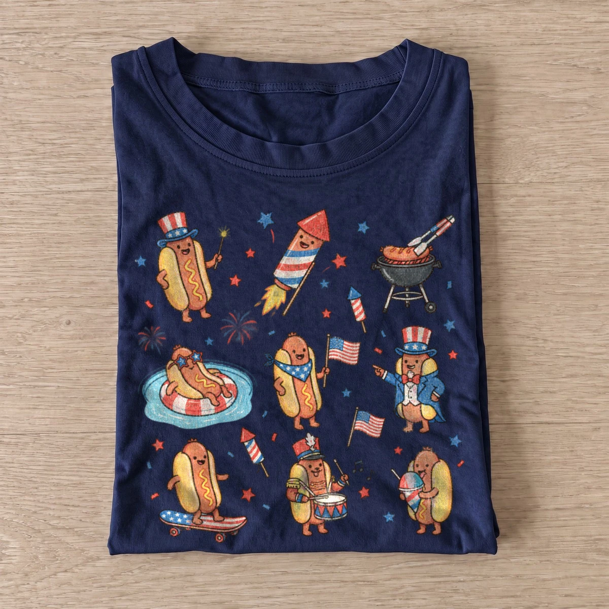 Patriotic hotdog party t shirt navy20patriotic hotdog party.webp