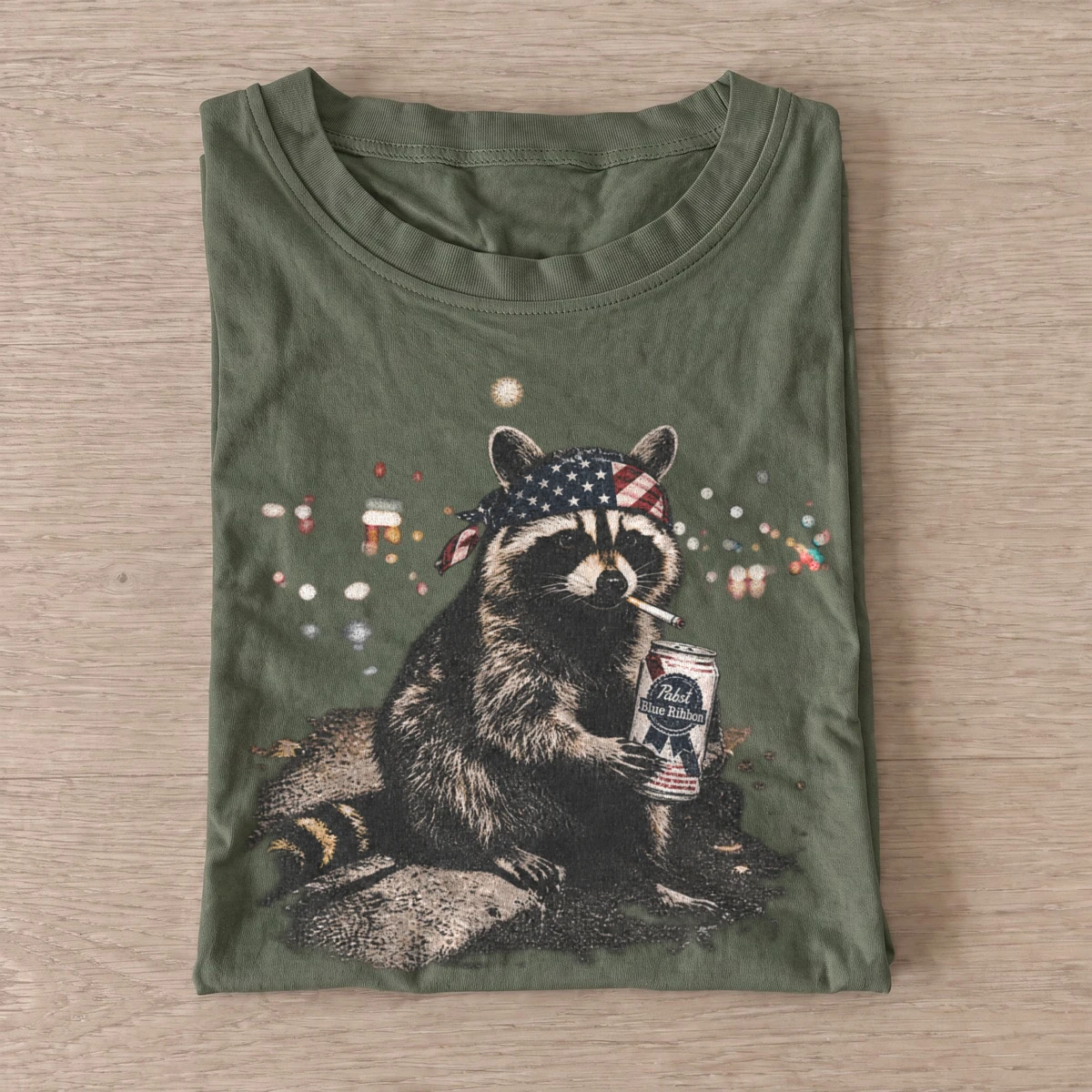 Patriotic lager raccoon t shirt olive20patriotic lager raccoon.webp
