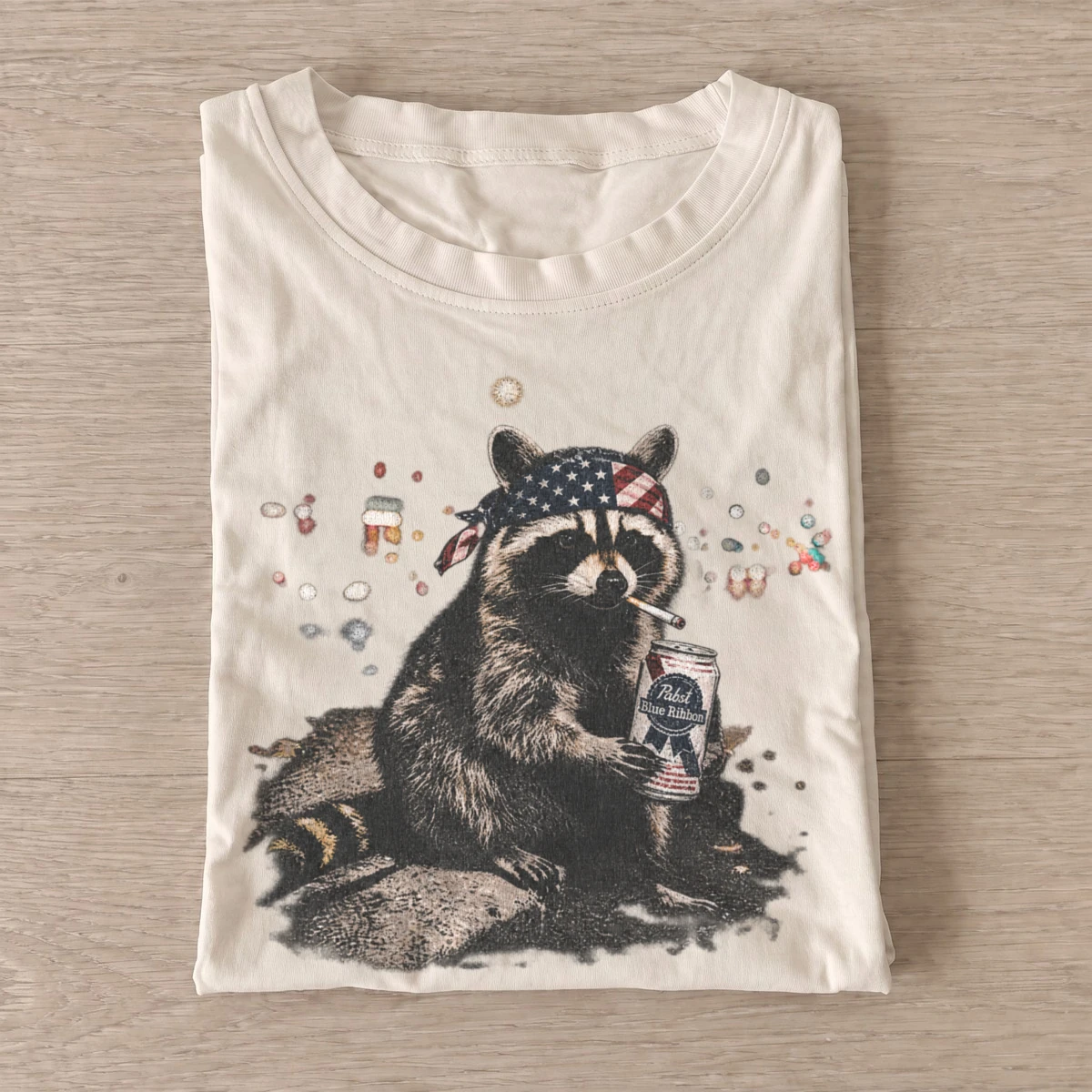 Patriotic lager raccoon t shirt sand20patriotic lager raccoon.webp
