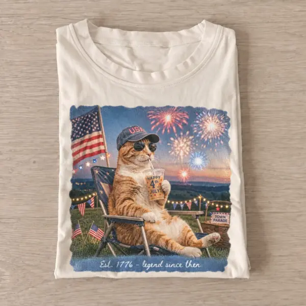 Patriotic lounging cat fireworks t shirt sand20patriotic lounging cat.webp