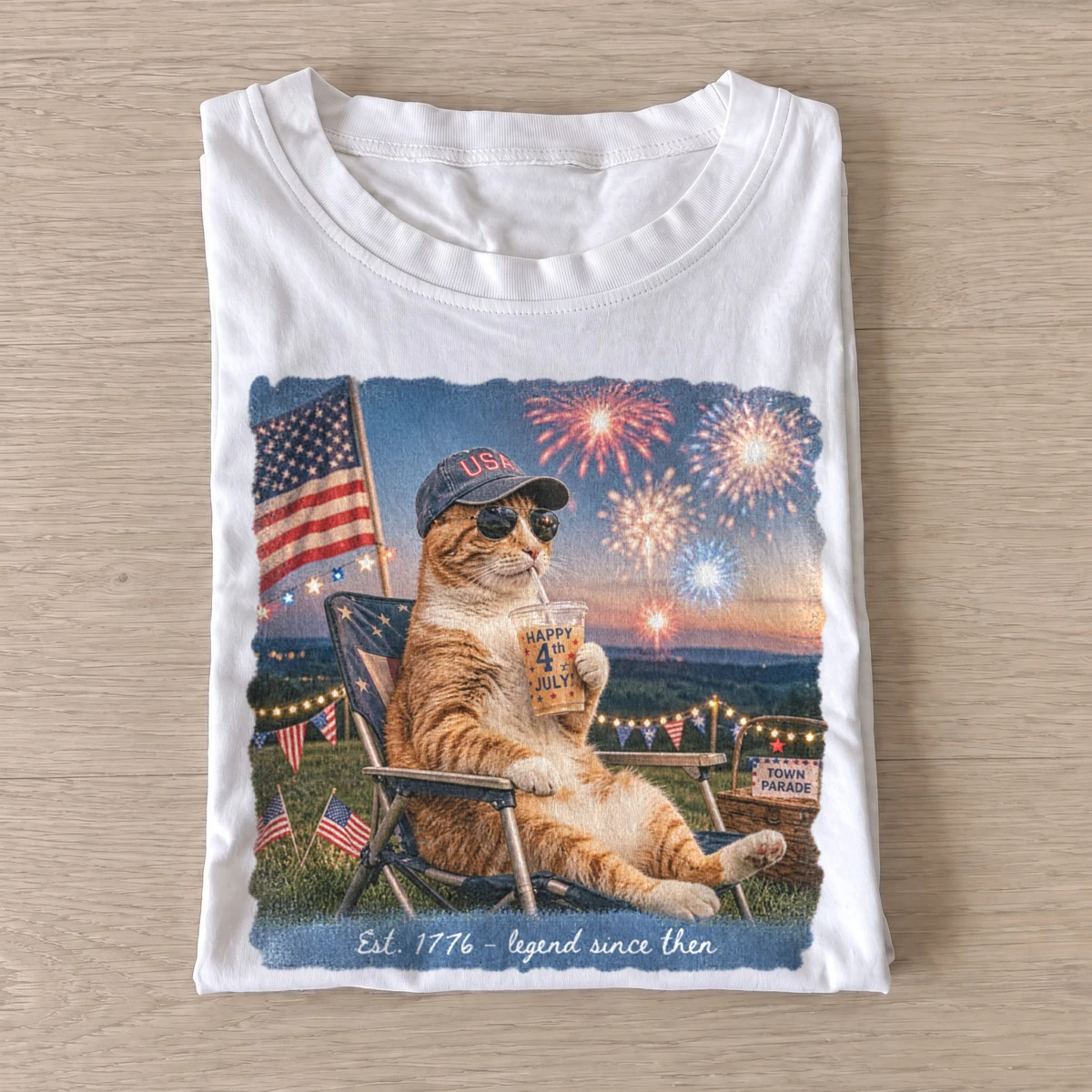 Patriotic lounging cat fireworks t shirt white20patriotic lounging cat.webp