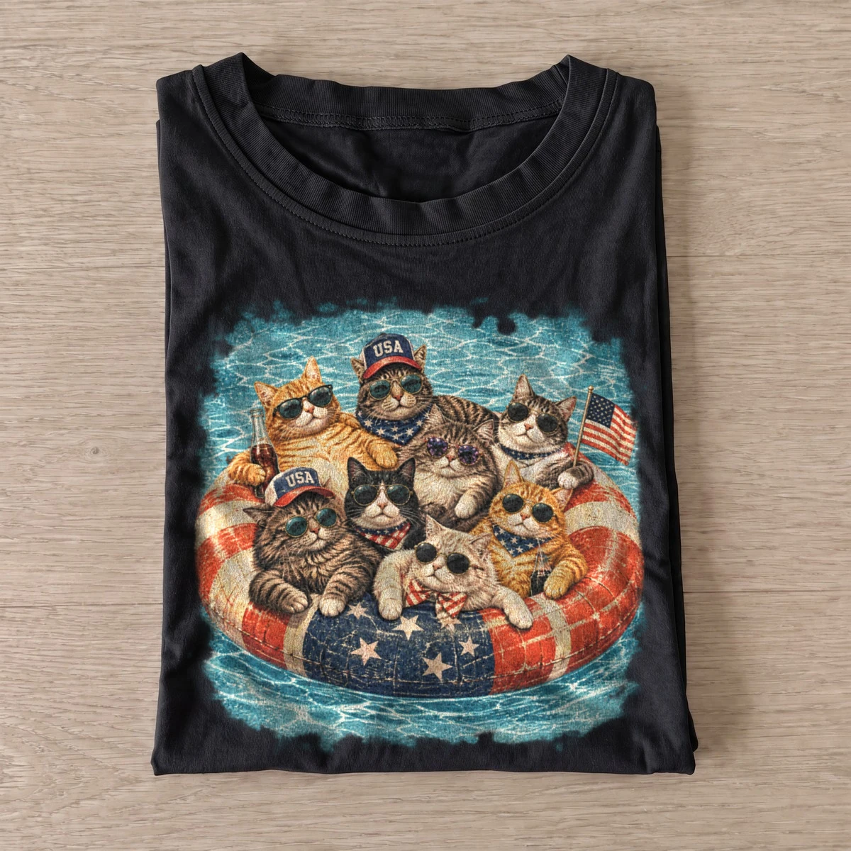 Patriotic pool cats t shirt black20patriotic pool cats.webp