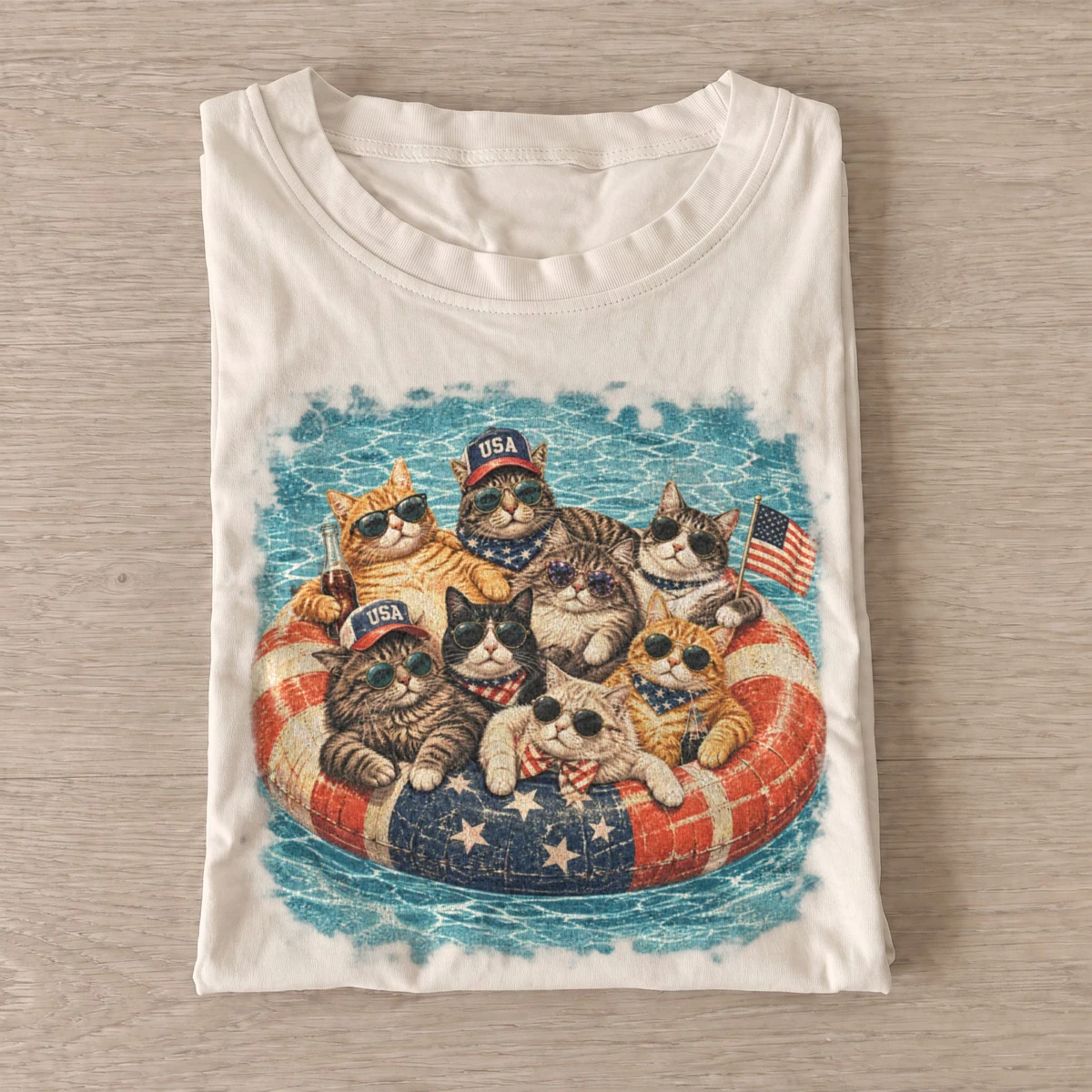 Patriotic pool cats t shirt sand20patriotic pool cats.webp