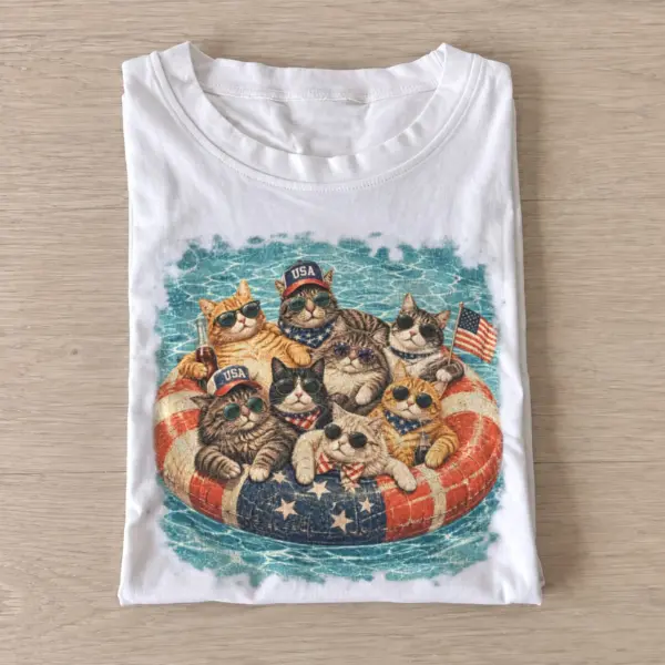 Patriotic pool cats t shirt white20patriotic pool cats.webp