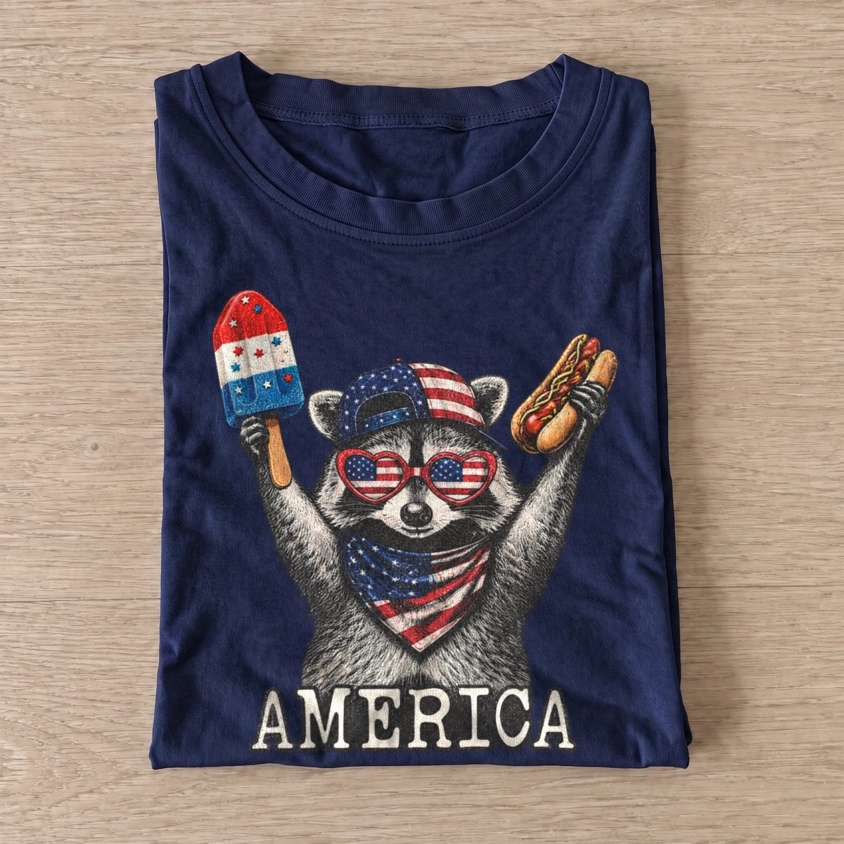 Patriotic snack raccoon america t shirt navy20patriotic snack raccoon.webp