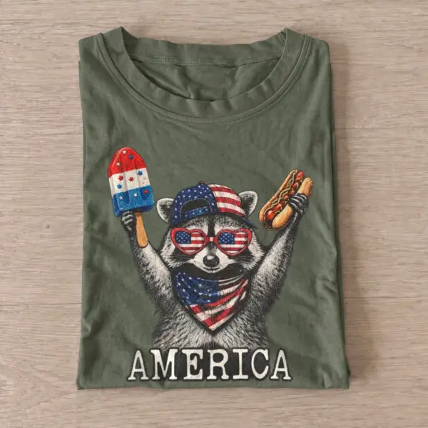 Patriotic snack raccoon america t shirt olive20patriotic snack raccoon.webp