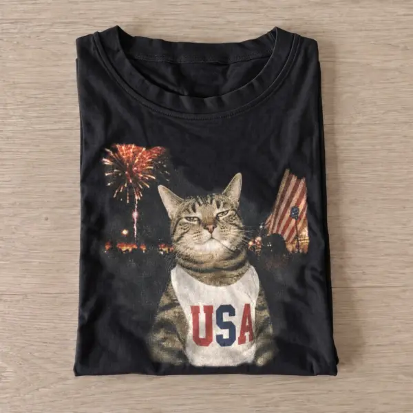 Patriotic usa cat fireworks t shirt black20usa sparkler cat.webp
