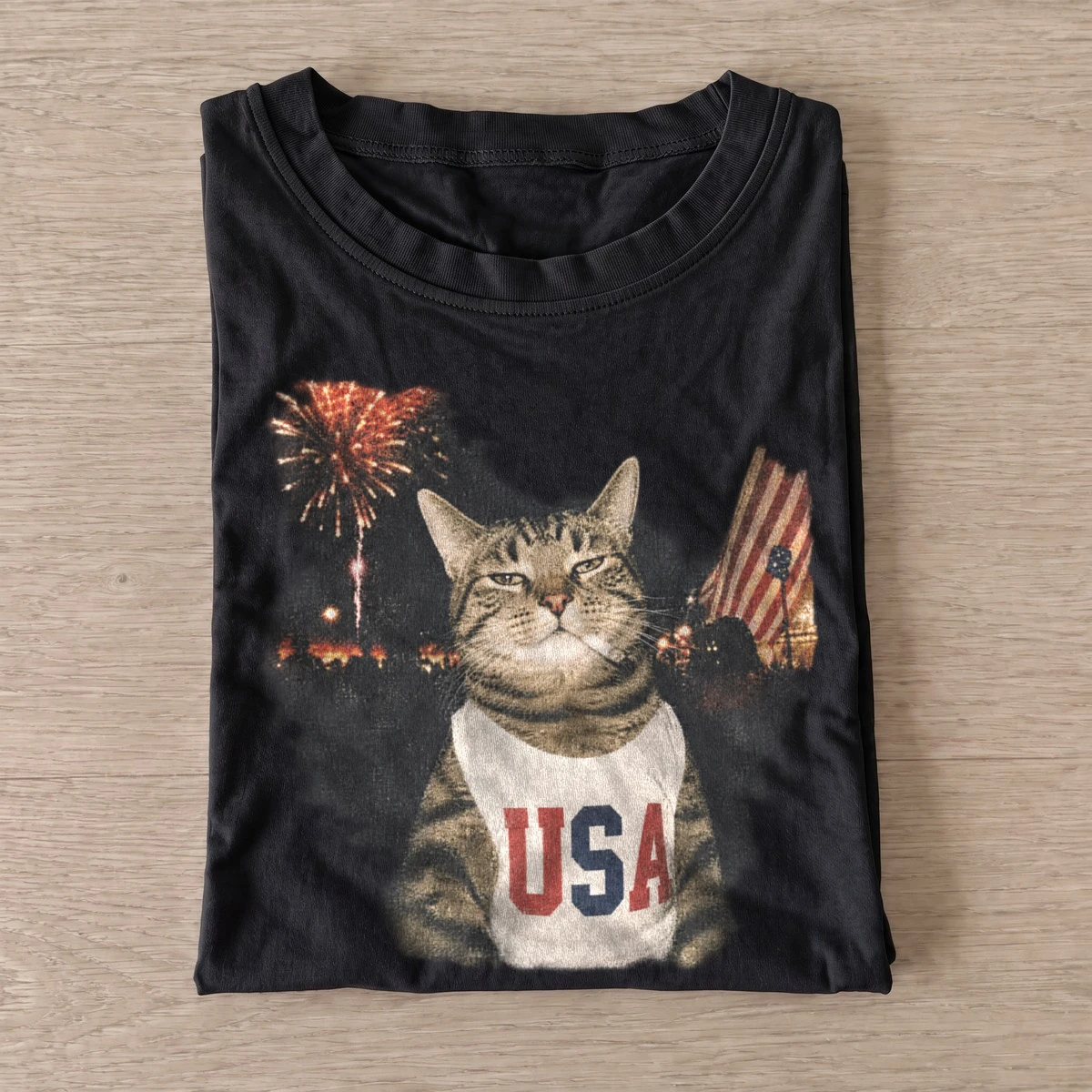 Patriotic usa cat fireworks t shirt black20usa sparkler cat.webp