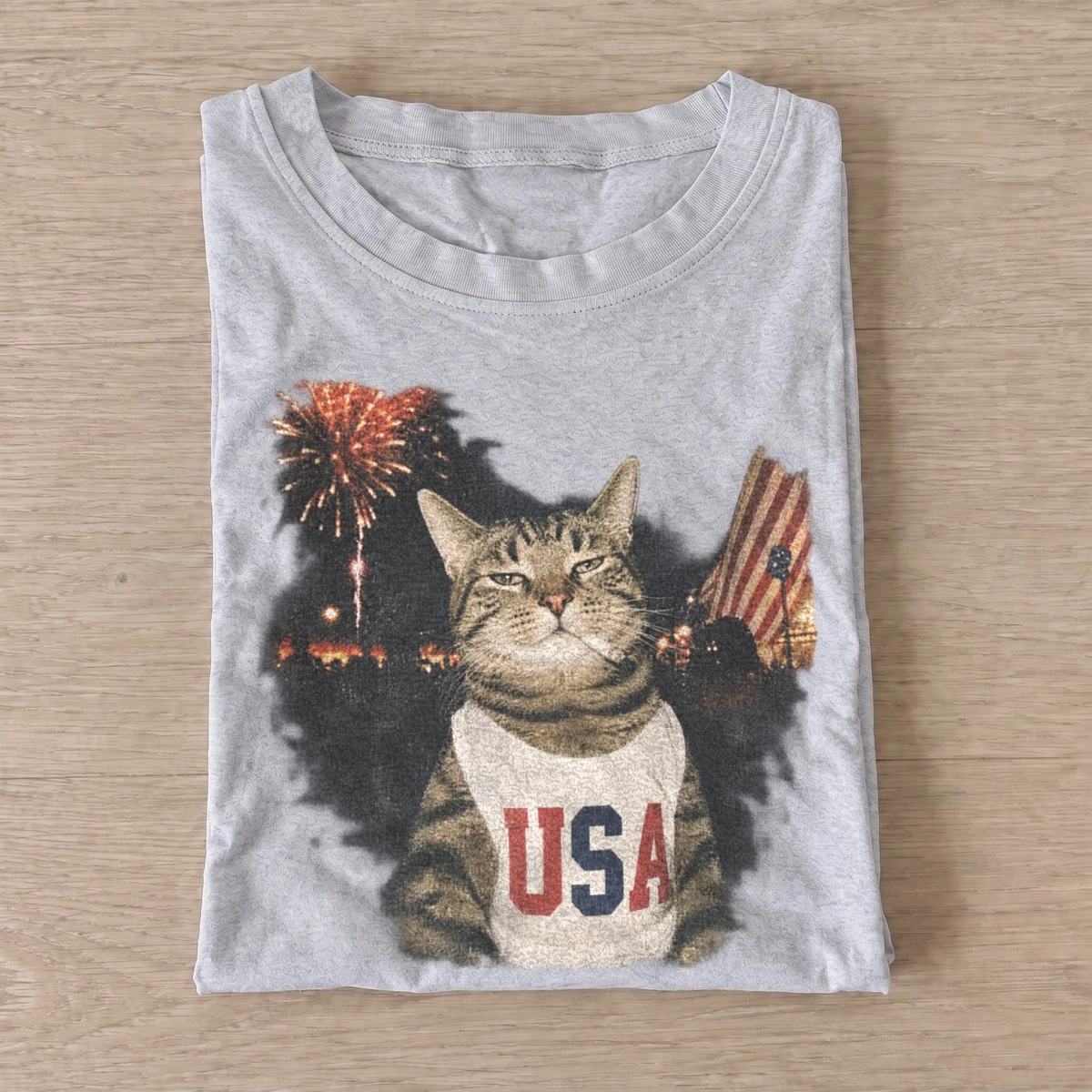 Patriotic usa cat fireworks t shirt gray20usa sparkler cat.webp