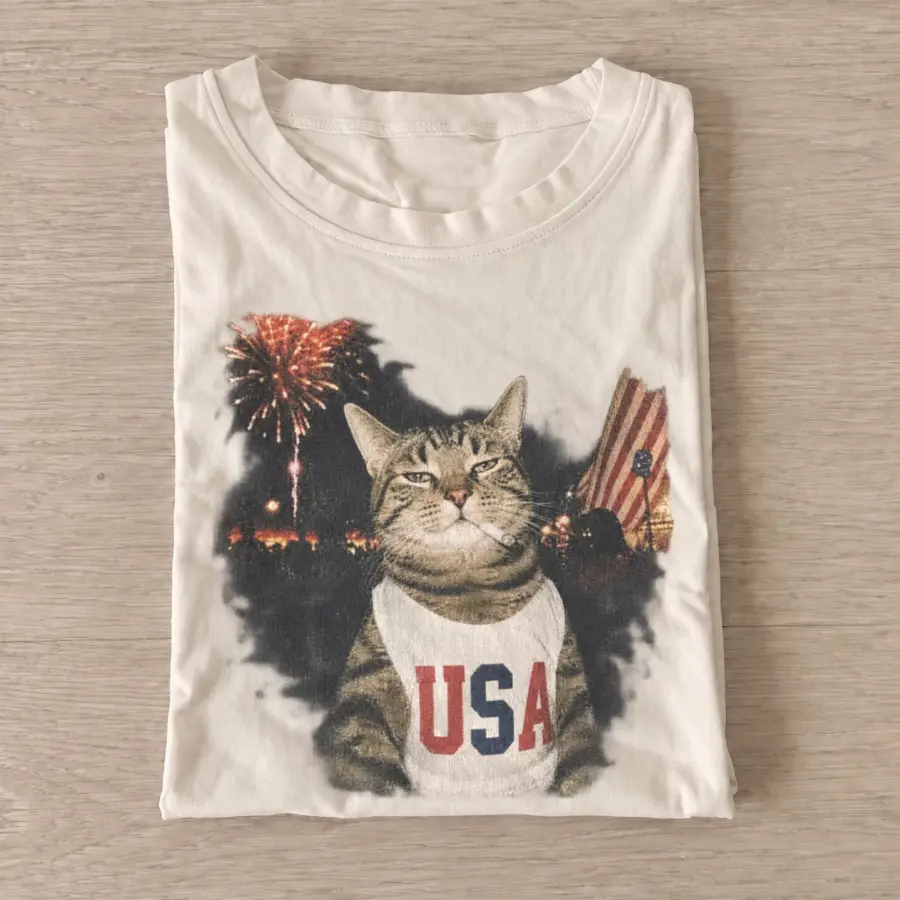 Patriotic usa cat fireworks t shirt sand20usa sparkler cat.webp
