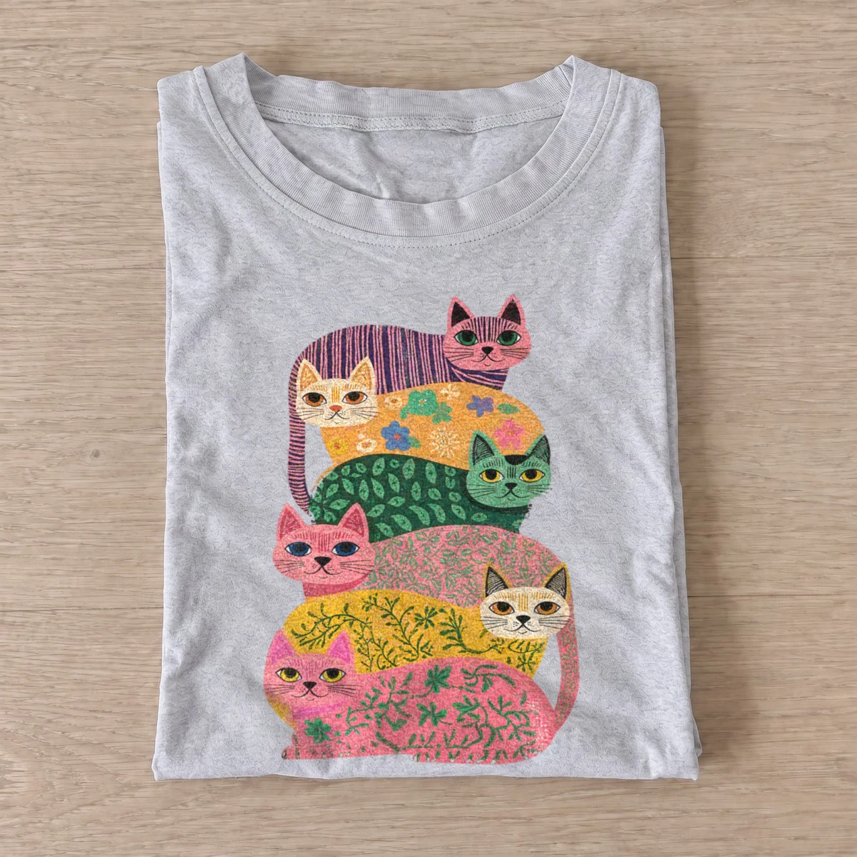 Patterned cat stack t shirt gray20patterned cat stack.webp
