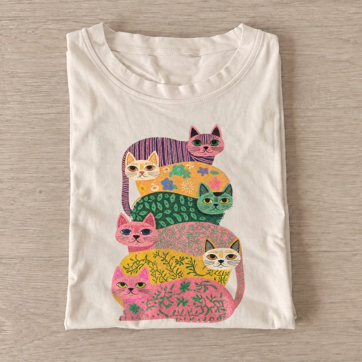 Patterned cat stack t shirt sand20patterned cat stack.webp