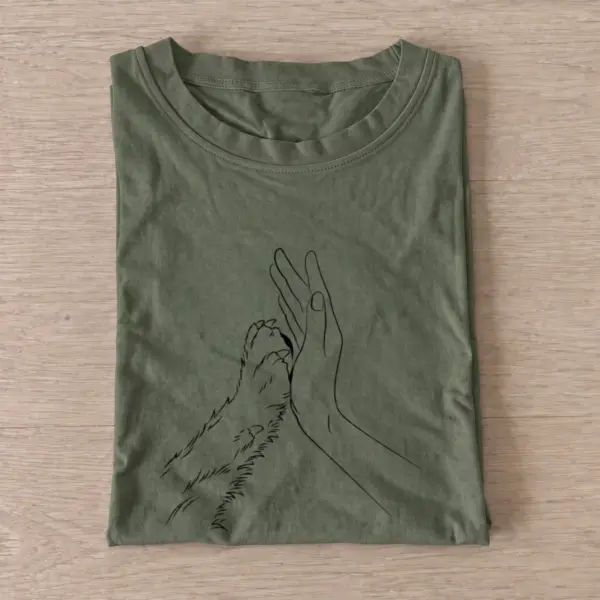 Paw hand touch t shirt olive20paw hand touch.webp