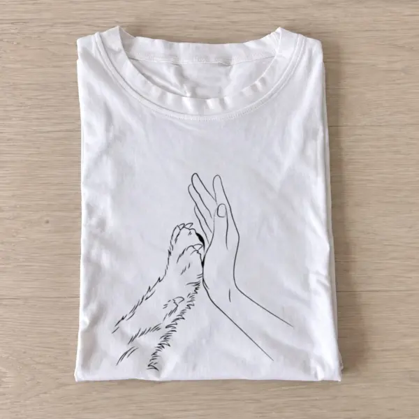 Paw hand touch t shirt white20paw hand touch.webp