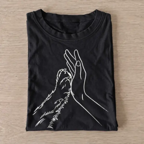 Paw to hand line art t shirt black20paw to hand.webp