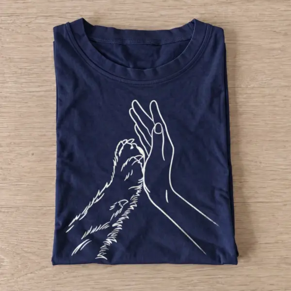 Paw to hand line art t shirt navy20paw to hand.webp