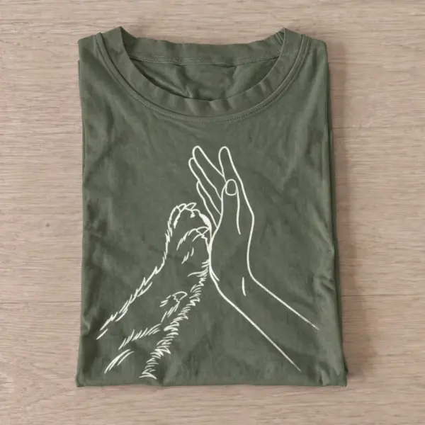 Paw to hand line art t shirt olive20paw to hand.webp