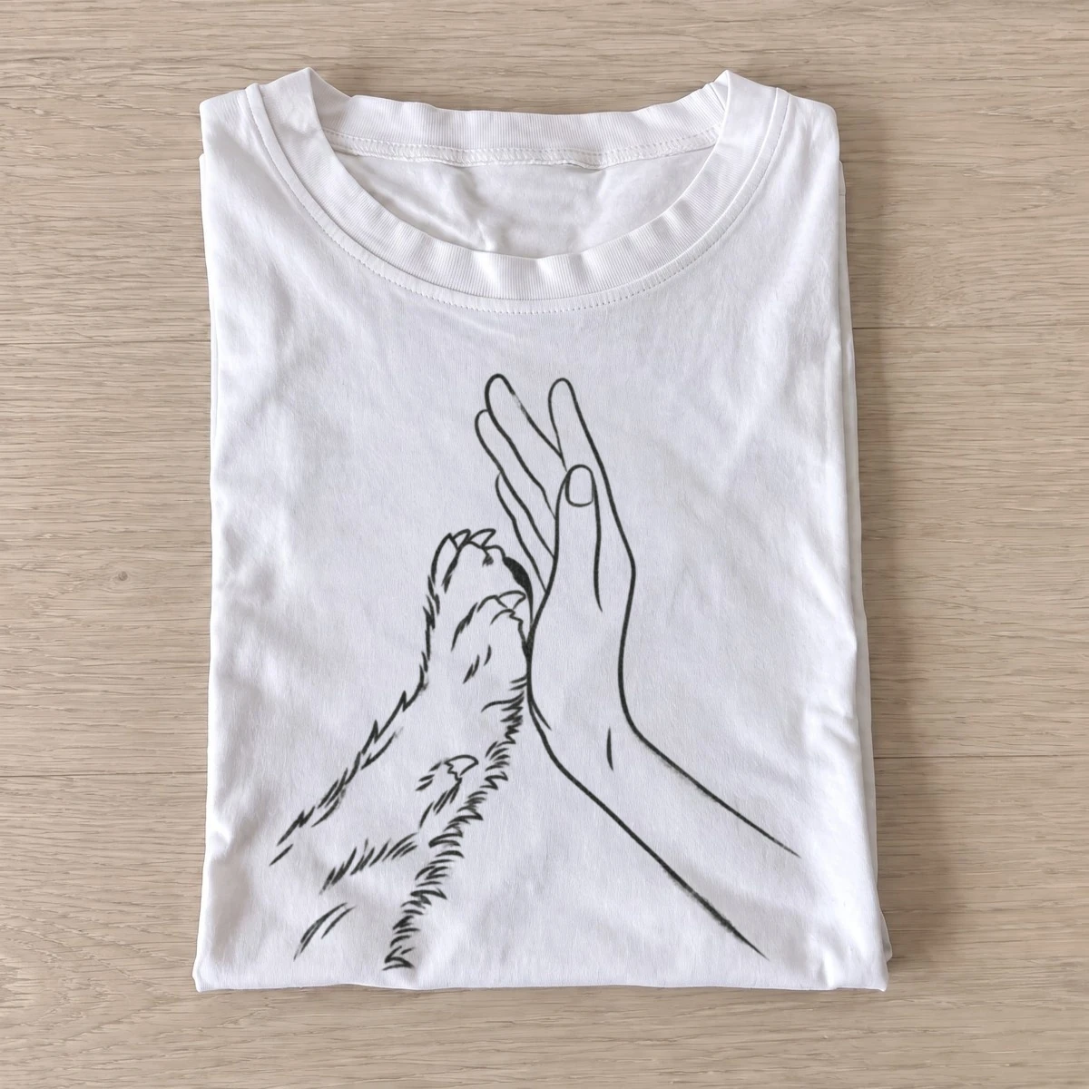 Paw to hand line art t shirt white20paw to hand.webp