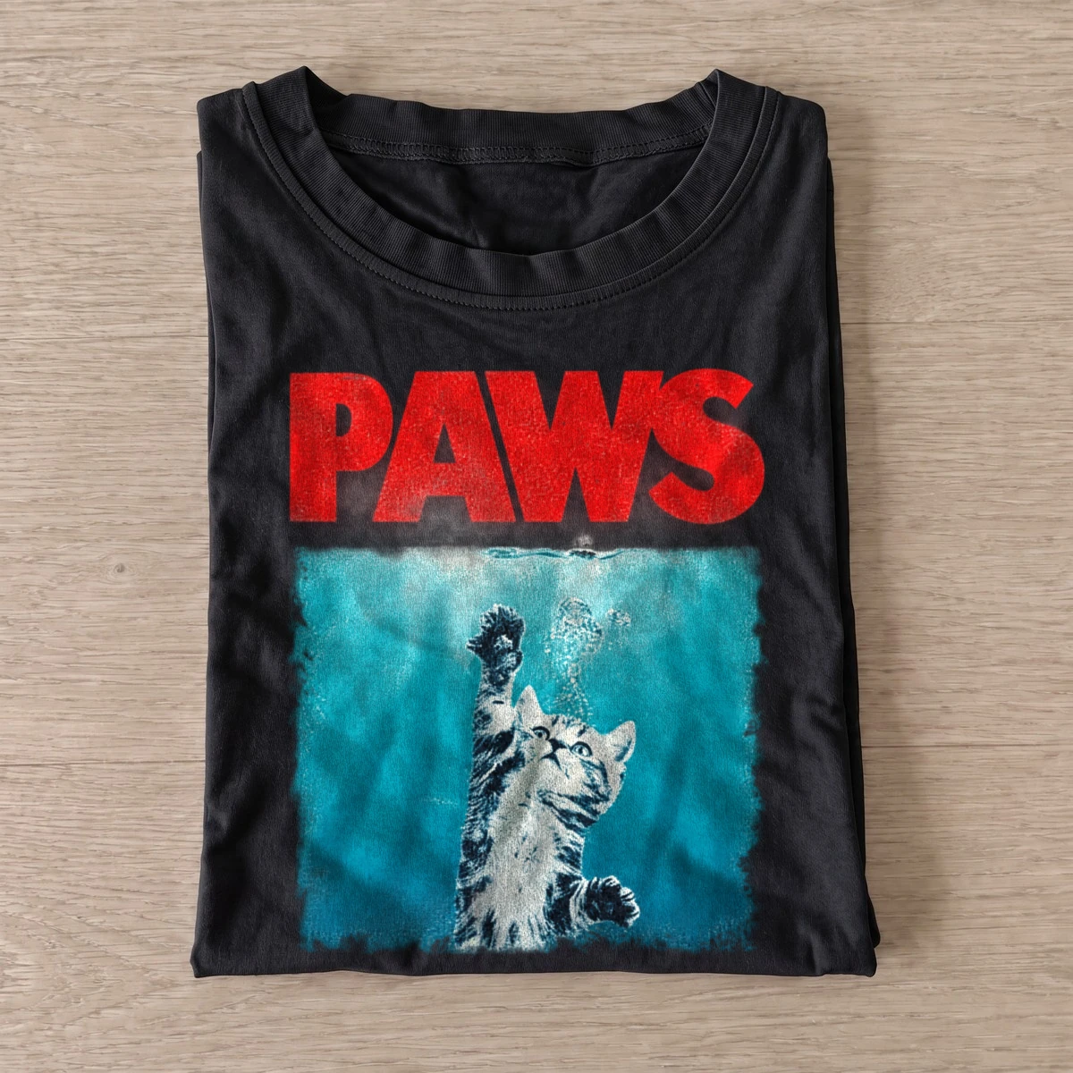 Paws underwater cat attack t shirt black20underwater cat attack.webp