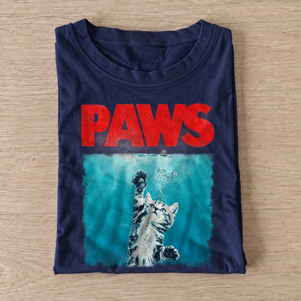 Paws underwater cat attack t shirt navy20underwater cat attack.webp