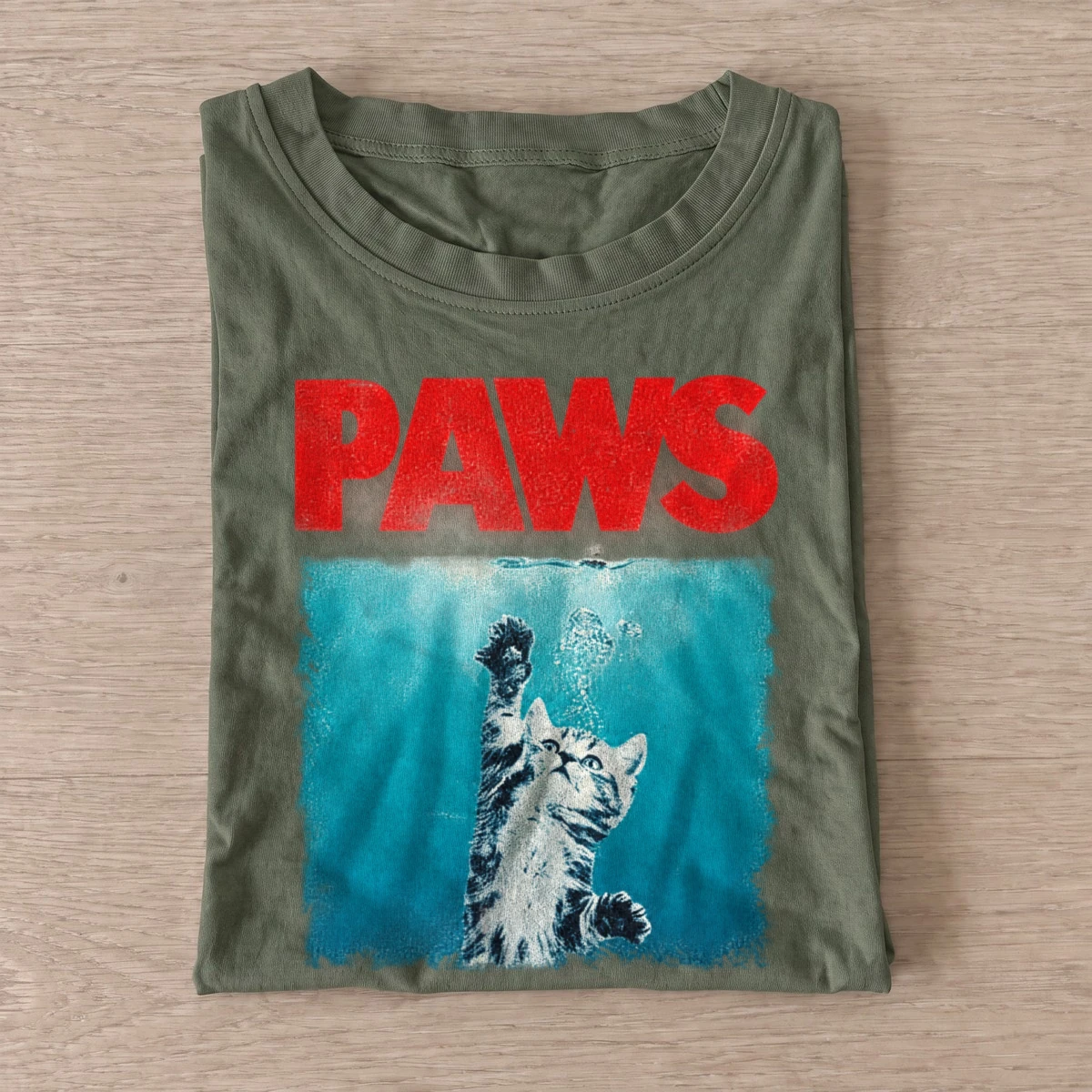 Paws underwater cat attack t shirt olive20underwater cat attack.webp