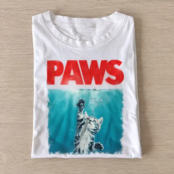Paws underwater cat attack t shirt white20underwater cat attack.webp