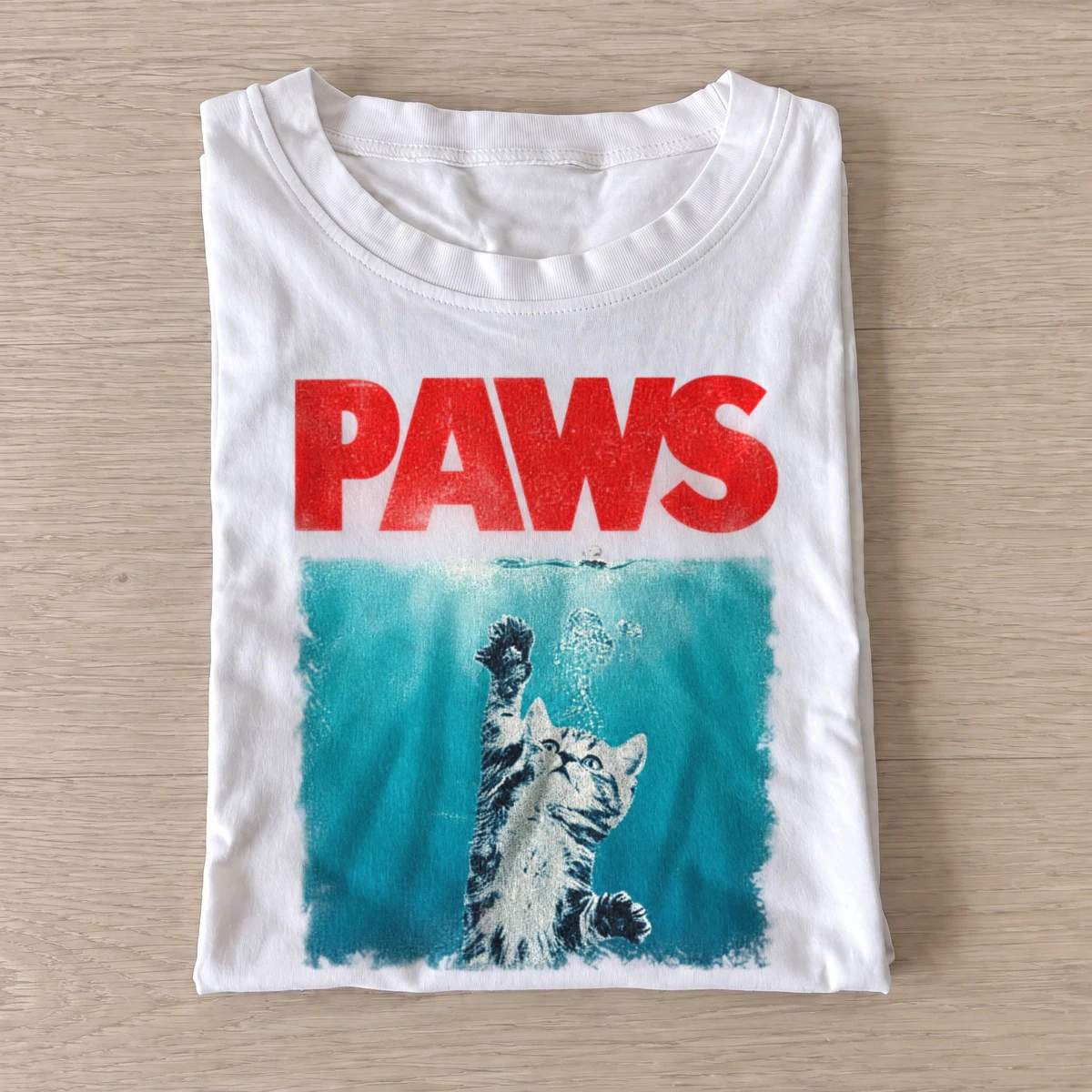 Paws underwater cat attack t shirt white20underwater cat attack.webp