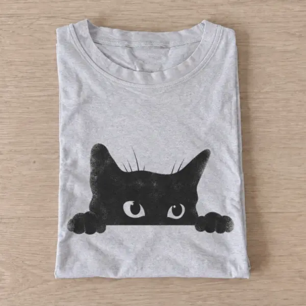Peeking black cat t shirt gray20peeking black cat.webp
