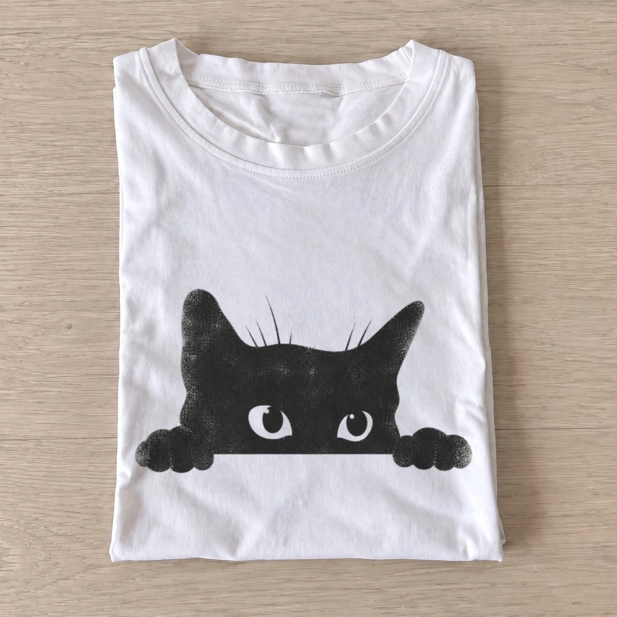 Peeking black cat t shirt white20peeking black cat.webp
