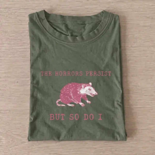 Persistent pink opossum t shirt olive20persistent pink opossum.webp