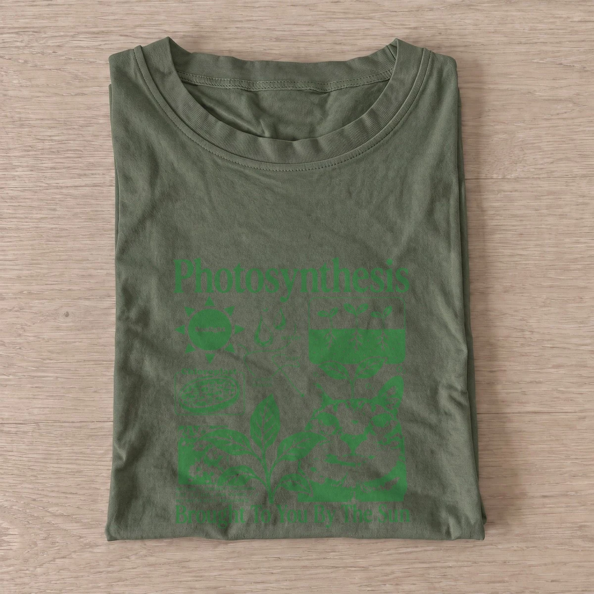 Photosynthesis cat t shirt olive20photosynthesis cat.webp