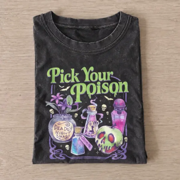 Pick Your Poison Vintage Halloween Graphic T-Shirt — graphic design