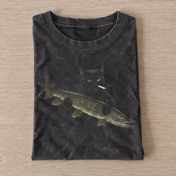 Pike catch cat vintage t shirt washed20black20pike catch cat.webp