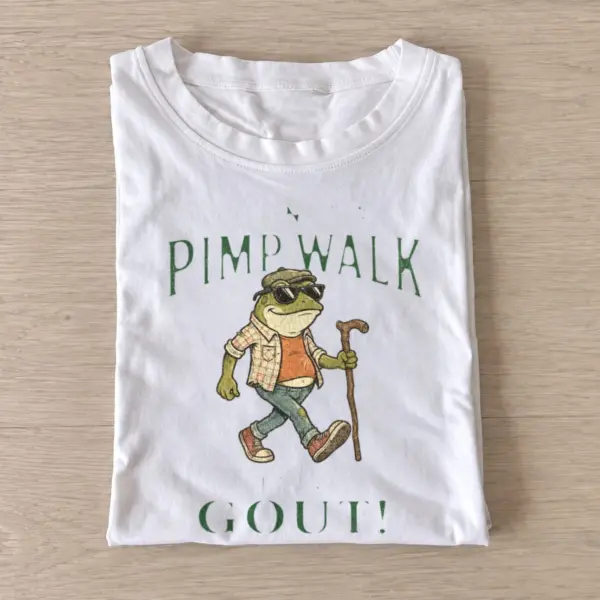 Pimp walk gout frog t shirt white20gout strut frog.webp