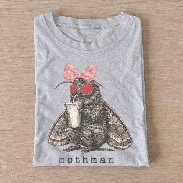 Pink bow coffee mothman t shirt gray20bow coffee mothman.webp
