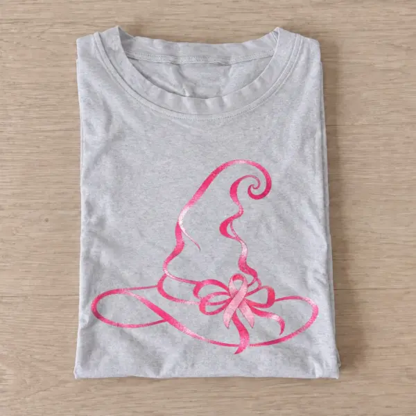 Pink bow witch hat t shirt gray20pink bow witch hat.webp
