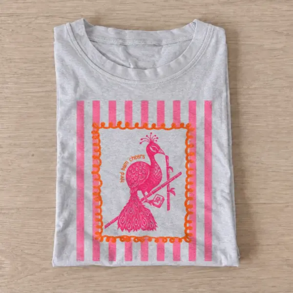 Pink peacock t shirt gray20pink peacock.webp