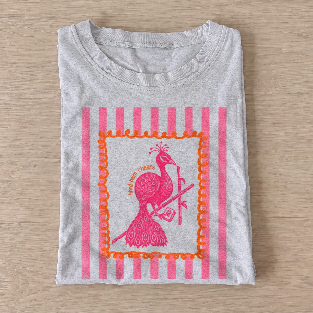 Pink peacock t shirt gray20pink peacock.webp