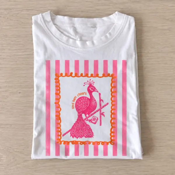 Pink peacock t shirt white20pink peacock.webp