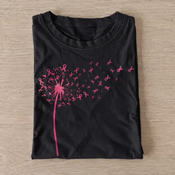Pink ribbon dandelion t shirt black20pink ribbon dandelion.webp