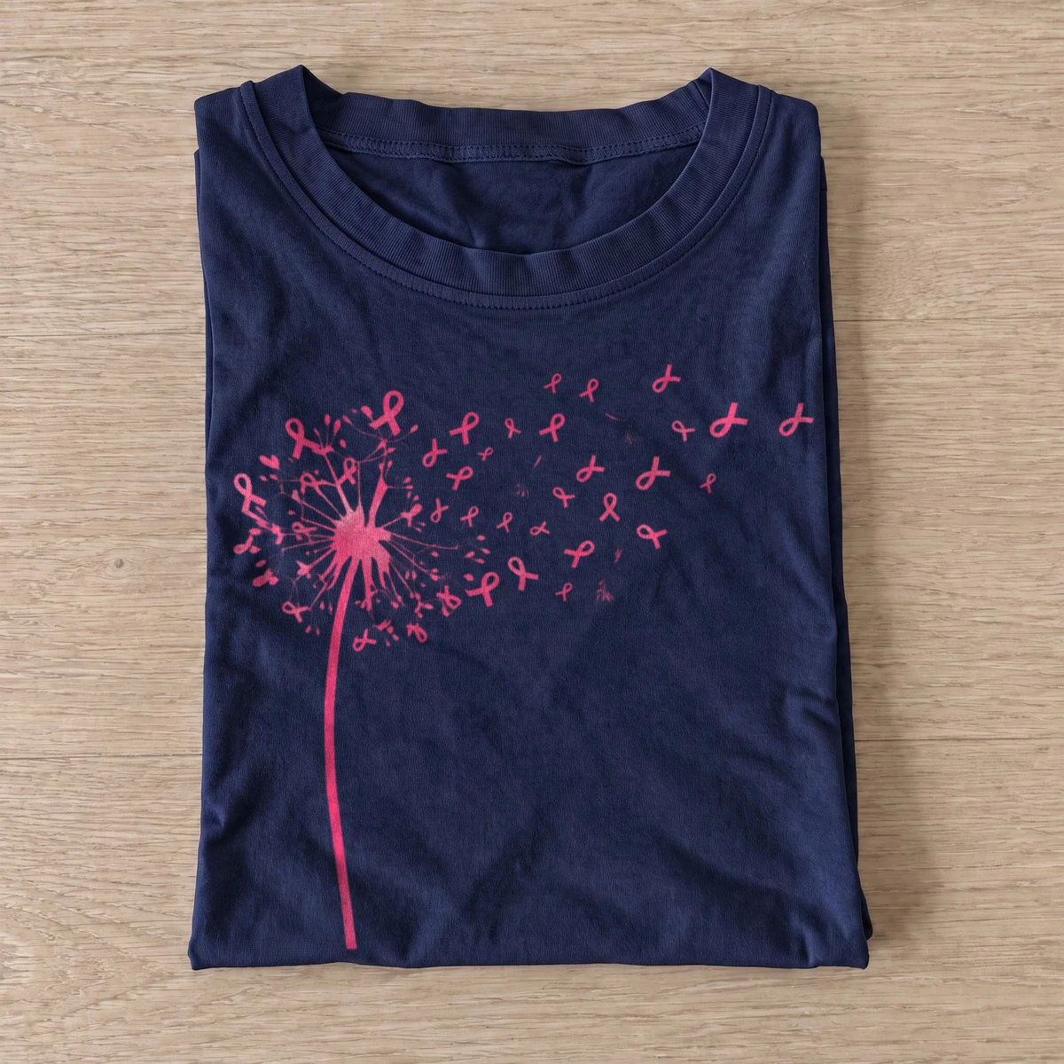 Pink ribbon dandelion t shirt navy20pink ribbon dandelion.webp