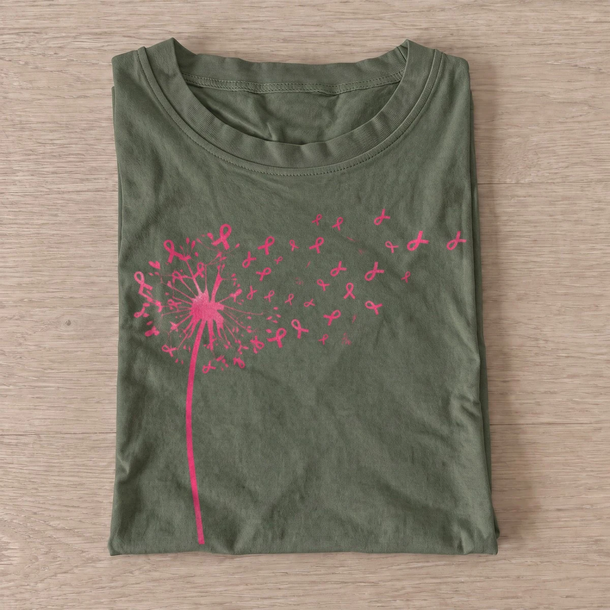 Pink ribbon dandelion t shirt olive20pink ribbon dandelion.webp