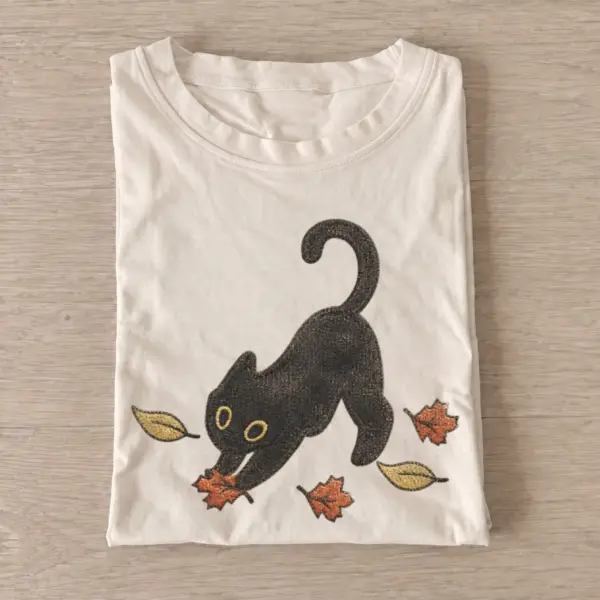 Playful autumn leaf cat t shirt sand20autumn leaf cat.webp